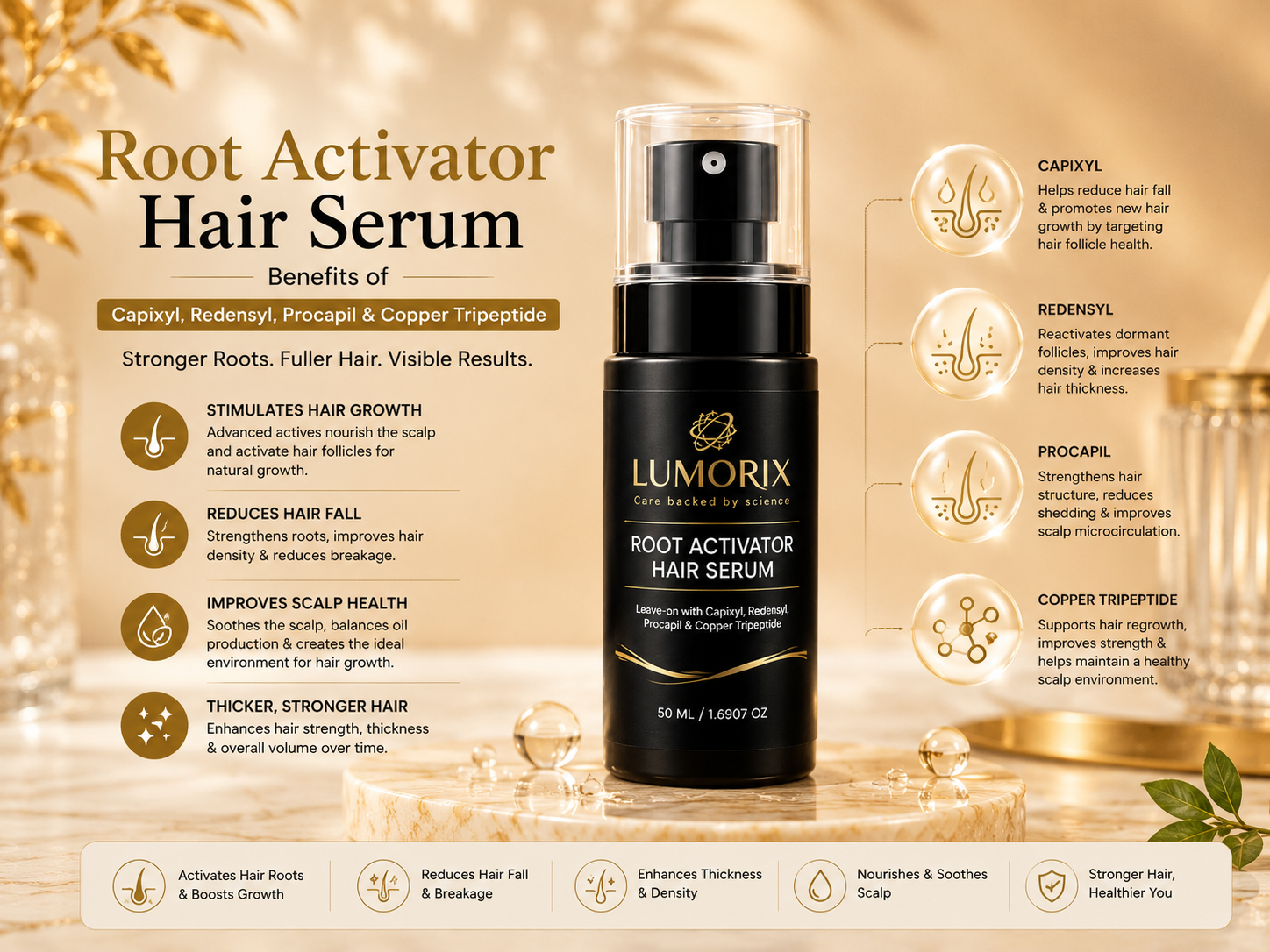 Root Activator Hair Serum: Benefits of Capixyl, Redensyl, Procapil & Copper Tripeptide